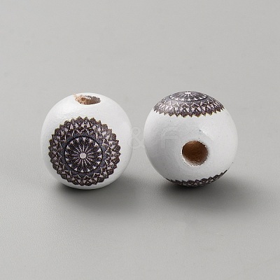 Printed Wood European Beads WOOD-CJC0001-20I-1