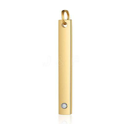 201 Stainless Steel Bar Tag Pendants STAS-S105-T608D-2-3.7-1
