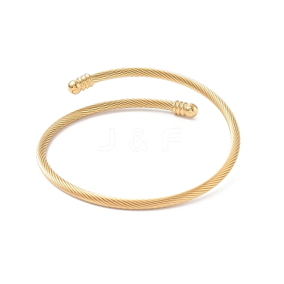 PVD Vacuum Plating 304 Stainless Steel Open Cuff Bangle with Oval Beaded X1-BJEW-C031-01G-1