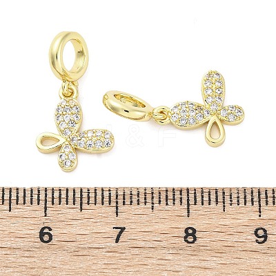 Brass Micro Pave Cubic Zirconia European Dangle Charms KK-D325-21G-01-1
