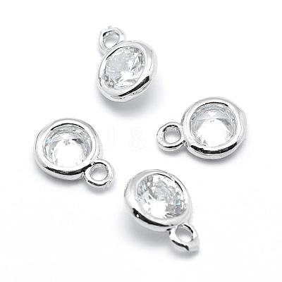 Brass Cubic Zirconia Pendants KK-P119-33-7x5mm-P-NR-1