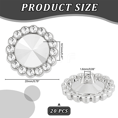 20Pcs Alloy Rhinestone Shank Buttons BUTT-GA0001-19A-1