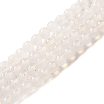 Natural White Agate Round Beads Strand G-L086-6mm-11-1