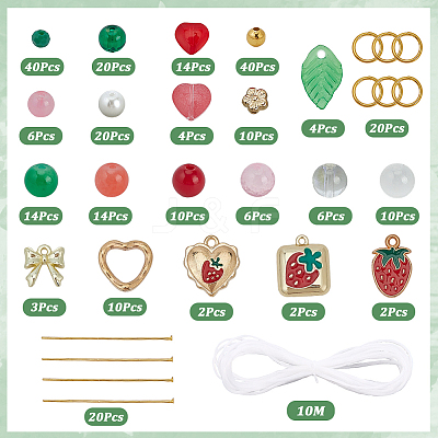 DIY Strawberry & Cherry Charm Bracelets Sets DIY-SC0031-58-1