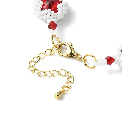 MIYUKI Glass Seed & Lampwork & Rhinestone Braided Star Link Chain Bracelets BJEW-MZ00038-02-1