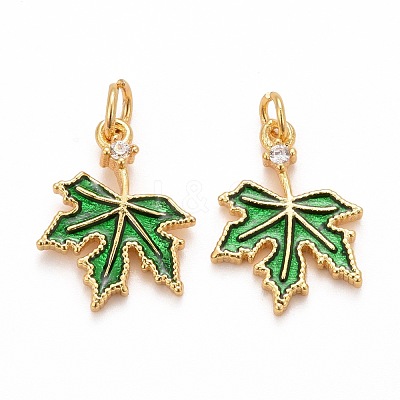 Autumn Theme Brass Cubic Zirconia Charms X-KK-P216-06MG-01-1