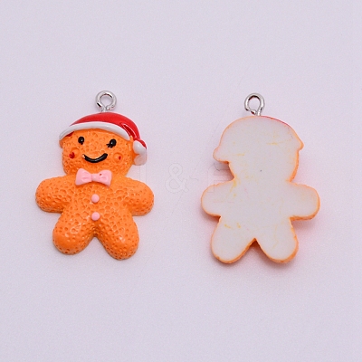 Opaque Resin Pendants with Platinum Tone Iron Accessories RESI-WH0014-13-1