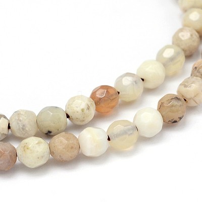 Faceted Round Natural White African Opal Beads Strands G-P114-12-4mm-1