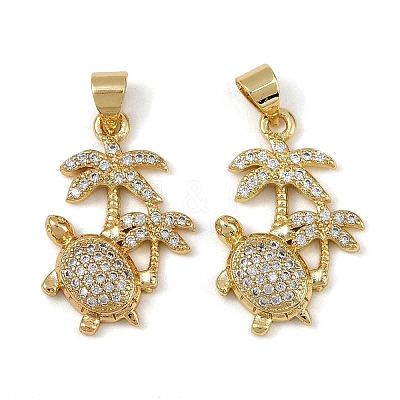 Brass Micro Pave Cubic Zirconia Pendants KK-I358-064G-05-1