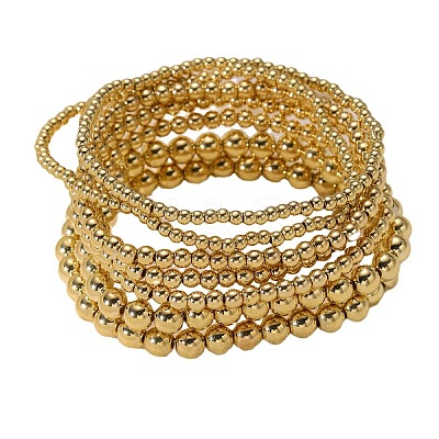 7Pcs CCB Round Beaded Stretch Bracelets WGF8C34-01-1