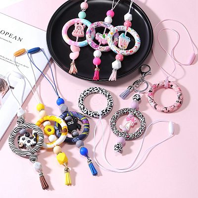 5Pcs Ring Food Grade Eco-Friendly Silicone Focal Beads JX894K-1