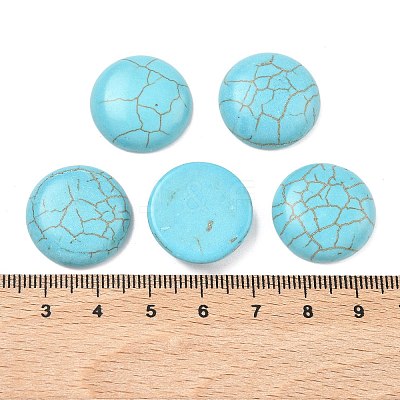 Craft Findings Dyed Synthetic Turquoise Flat Back Dome Cabochons X-TURQ-S266-20mm-01-1