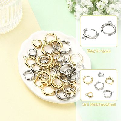 16Pcs 201 Stainless Steel Huggie Hoop Earring Findings STAS-FS0002-27A-1