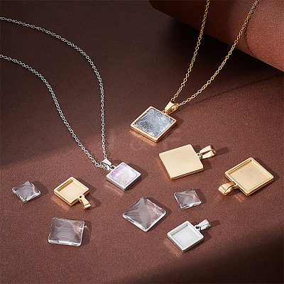 DIY Blank Square Pendant Making Kit DIY-UN0005-46-1