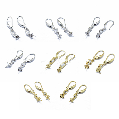 Brass Micro Pave Cubic Zirconia Earring Hooks KK-F795-06M-1