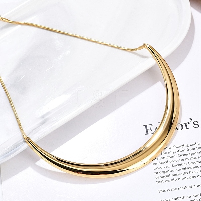304 Stainless Steel Arc Shaped Pendant Snake Chain Necklaces for Women NJEW-B122-03G-1