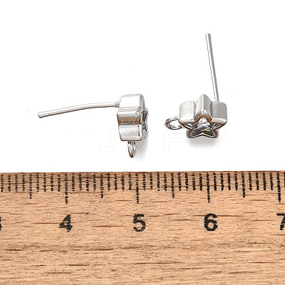 Brass with Cubic Zirconia Stud Earring Finding KK-Q048-16P-1