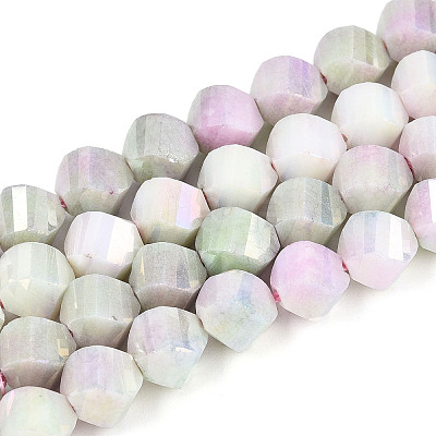 Anti-Tarnish Electroplate Glass Beads Strands GLAA-T025-8mm-14F-1