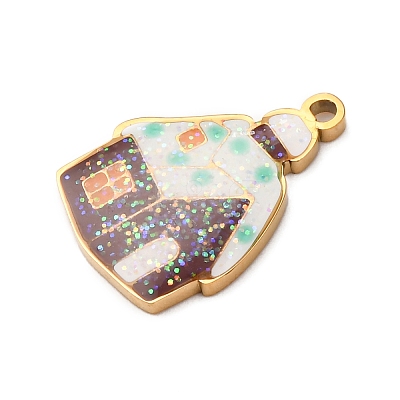 Christmas 304 Stainless Steel Enamel Pendants LS-STAS-B112-02G-06-1