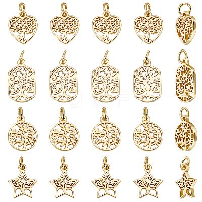24Pcs 4 Style Rack Plating Brass Charms KK-BBC0009-10-1