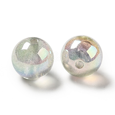 UV Plating Transparent Rainbow Iridescent Acrylic Beads OACR-D010-01F-1