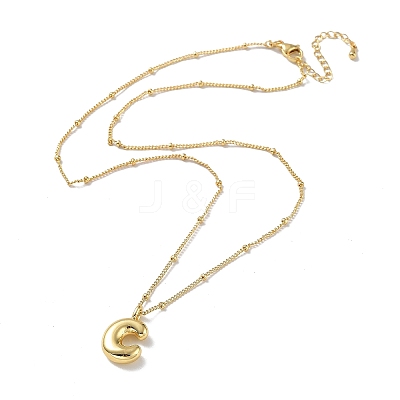 Initial Letter Brass Pendant Necklace NJEW-A015-21G-C-1