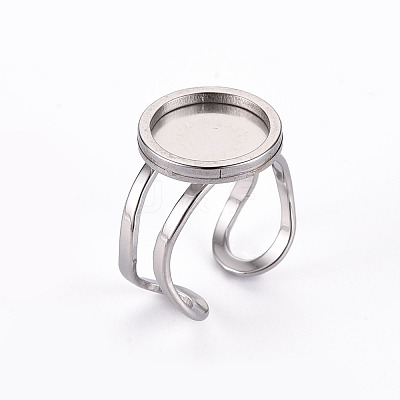 Tarnish Resistant 201 Stainless Steel Cuff Ring Findings STAS-S080-040B-P-1
