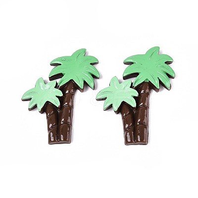 Coconut Tree Opaque Resin Cabochons CRES-T025-34-1