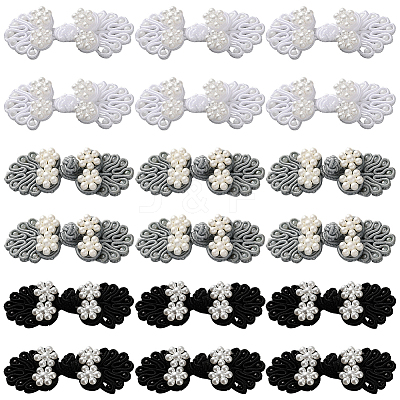 30Pcs 3 Colors Handmade Chinese Frogs Knots Buttons Sets AJEW-CY0001-48-1