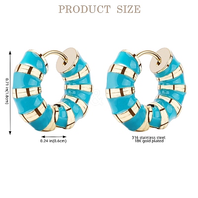 Enamel Striped Thick Hoop Earrings JE1110B-1