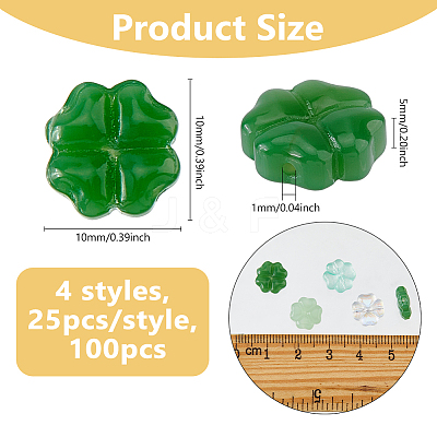 100Pcs 4 Styles Spray Painted Glass Beads GLAA-DC0001-51-1