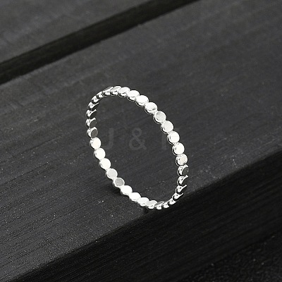 925 Sterling Silver Flat Beaded Finger Rings for Women RJEW-NH0002-01B-S-1