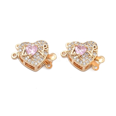 Brass Micro Pave Cubic Zirconia Box Clasps KK-B125-07G-01-1