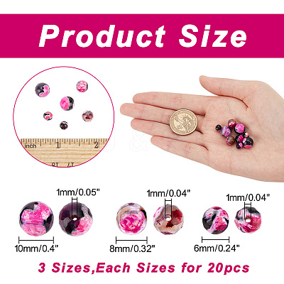 60Pcs 3 Styles Natural Dyed Fire Crackle Agate Beads Sets G-AR0005-16B-1
