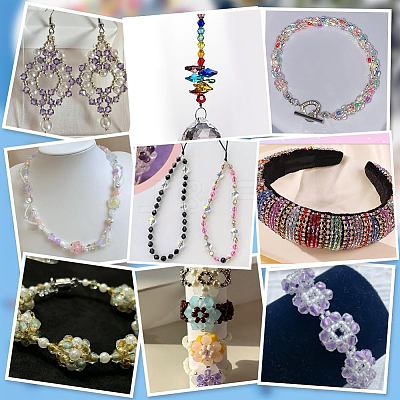 8 Bags 8 Colors Rhombus Transparent Glass Beads GLAA-PH0004-16-1