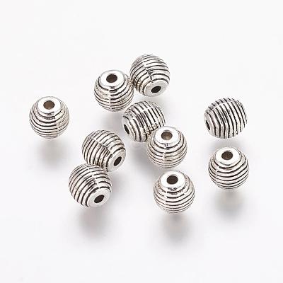 Tibetan Style Alloy Beehive Beads X-PALLOY-6662-AS-RS-1