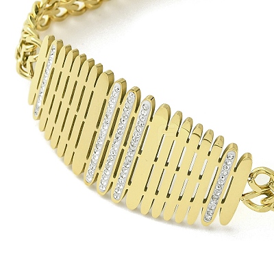 Cubic Zirconia Oval Link Bracelet with 304 Stainless Steel Chains BJEW-Q775-02G-1