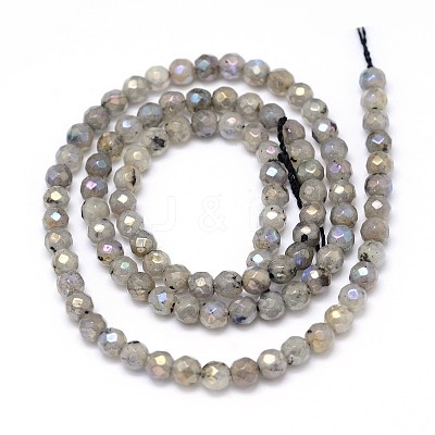 Natural Electroplate Labradorite Round Bead Strands G-O094-04-4mm-1
