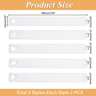 5Sets 5 Styles Transparent Acrylic Clay Thickness Ruler AJEW-HY0002-18-1