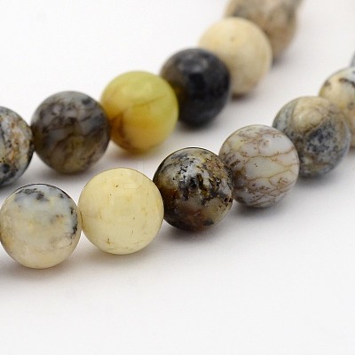 Natural Moss Agate Round Bead Strands G-P070-60-4mm-1