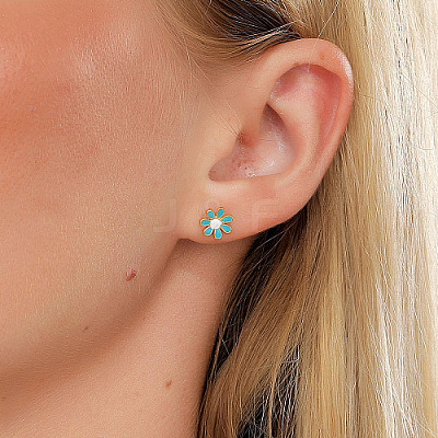 Real 18K Gold Plated 201 Stainless Steel Stud Earrings for Women TL9676-5-1