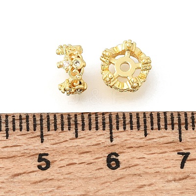 Brass Micro Pave Clear Cubic Zirconia Spacer Beads KK-Z156-08G-02-1