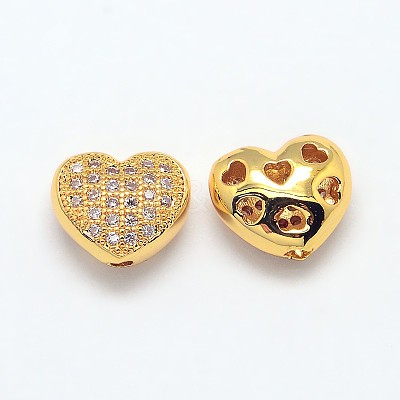Brass Micro Pave Cubic Zirconia Hollow Beads ZIRC-N002-05G-1