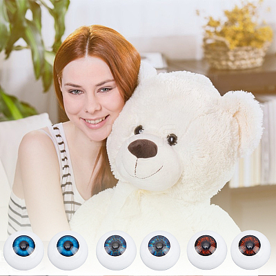 6Pcs 3 Colors Half Round Acrylic Craft Eyes DIY-NB0013-24B-1