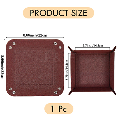 PU Leather Storage Tray Box with Snap Button AJEW-WH20011-69A-1