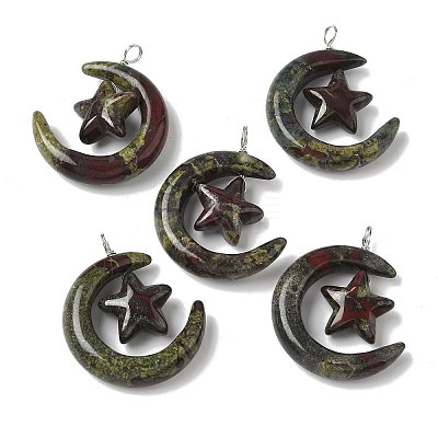 Natural Dragon Blood Jasper Pendants G-Z086-01P-17-1