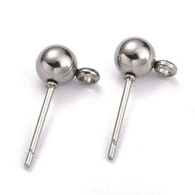 Non-Tarnish 304 Stainless Steel Ball Post Stud Earring Findings X-STAS-Z035-01P-D-1
