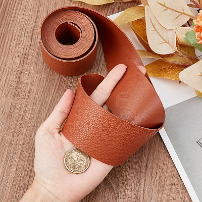 2M Flat Single Face Lychee Pattern Imitation Leather Band LC-WH0010-02C-04-1