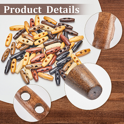 84Pcs 7 Colors Natural Wood Buttons BUTT-GF0003-90C-1