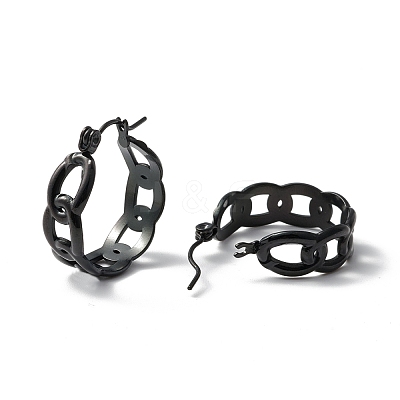 304 Stainless Steel Curb Chain Chunky Hoop Earrings for Women Ion Plating(IP) EJEW-P197-05EB-1